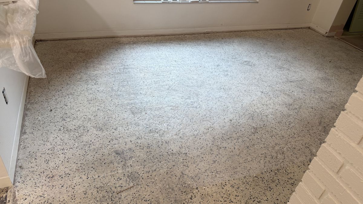 Before Terrazzo Grinding Pitting Fix